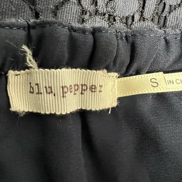 Blu Pepper Womens Dress Blue Floral Embroidered Lace Overlay Spaghetti Strap S - Picture 11 of 11